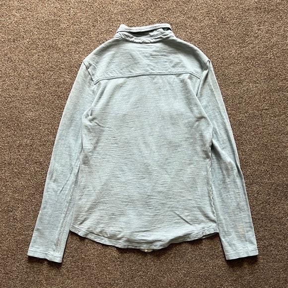 Y2K Splendid Button Down Long Sleeve T-Shirt 100% Cotton Heathered Blue Women XS - Picture 4 of 10